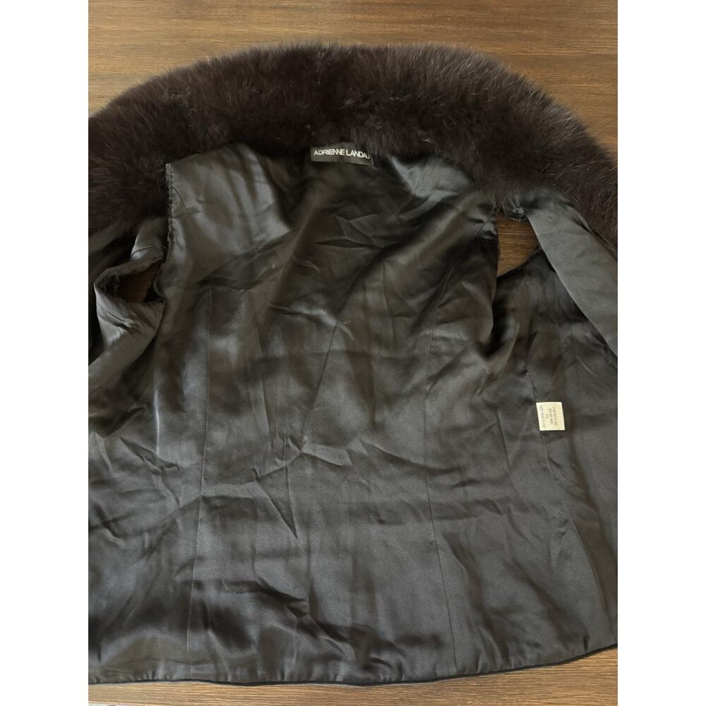 Vintage Adrienne Landau Silk Velvet Vest Fox Fur Collar Embroidered Black USA S - Picture 11 of 11